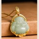 Sterling Silver Laughing Buddha Jade Luck Necklace