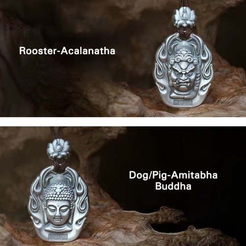 Chinese Zodiac Buddha Om Mani Padme Hum Lotus Necklace Chinese Zodiac Buddha Om Mani Padme Hum Lotus Necklace