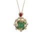 Cyan Jade Red Crystal Luck Necklace Cyan Jade Red Crystal Luck Necklace
