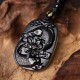 Black Obsidian Koi Fish Lotus Strength Necklace Black Obsidian Koi Fish Lotus Strength Necklace