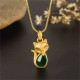 Green Chalcedony Fox Courage Necklace Pendant Green Chalcedony Fox Courage Necklace Pendant