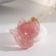 14k Gold Plated 925 Sterling Silver Strawberry Quartz Fox Healing Pendant 14k Gold Plated 925 Sterling Silver Strawberry Quartz Fox Healing Pendant