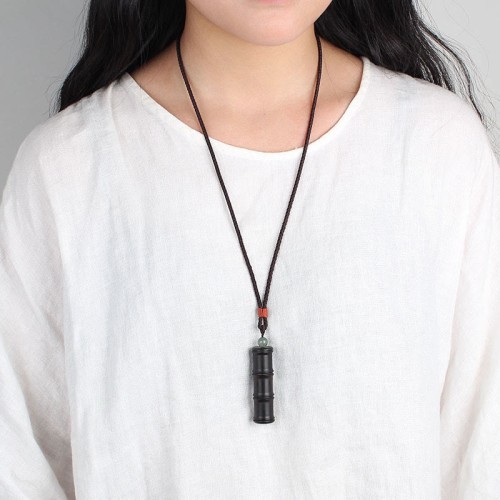 Ebony Bamboo Pattern Ghau Prayer Box Necklace Pendant Ebony Bamboo Pattern Ghau Prayer Box Necklace Pendant