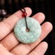 Round Jade Peace Buckle Peony Flower Pendant Necklace