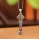 925 Sterling Silver Red Agate Cyan Jade Ruyi Blessing Necklace 925 Sterling Silver Red Agate Cyan Jade Ruyi Blessing Necklace