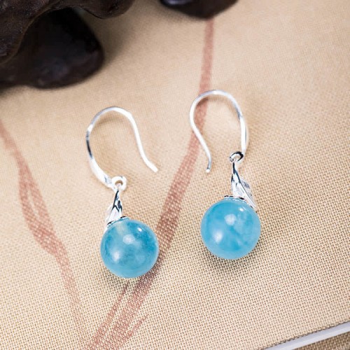 Aquamarine Leaf Flower Peace Necklace Pendant