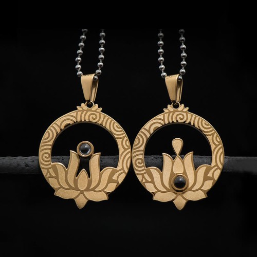 Lotus Titanium Steel Enlightenment Necklace Pendant