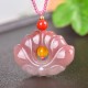 Pink Golden Silk Jade Lotus Flower Necklace Pink Golden Silk Jade Lotus Flower Necklace