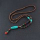 Wenge Wood Turquoise Stone Calm Necklace Pendant