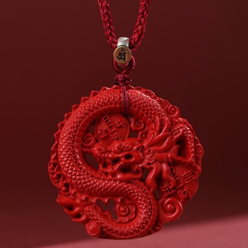 Year of the Dragon Cinnabar Copper Coin Necklace Year of the Dragon Cinnabar Copper Coin Necklace
