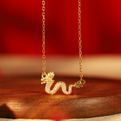 Golden Dragon Year Luck Chain Necklace Pendant Golden Dragon Year Luck Chain Necklace Pendant