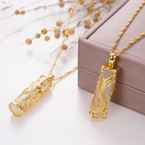 Jade Dragon Phoenix Copper Blessing Necklace Jade Dragon Phoenix Copper Blessing Necklace