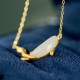 925 Silver White Jade Dolphin Luck Necklace