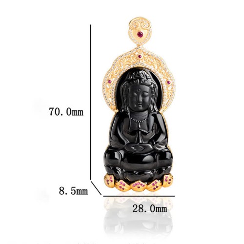 925 Sterling Silver Black Jade Kwan Yin Wealth Necklace 925 Sterling Silver Black Jade Kwan Yin Wealth Necklace