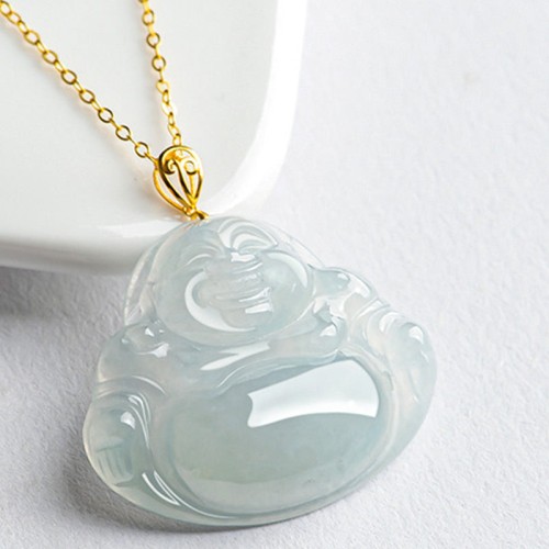 Laughing Buddha Jade 18K Gold Abundance Pendant Laughing Buddha Jade 18K Gold Abundance Pendant