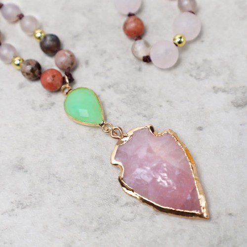 Rose Quartz Crystal Arrowhead Healing Necklace Rose Quartz Crystal Arrowhead Healing Necklace