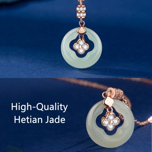 Hetian Jade Four Leaf Clover Zircon Pendant Gift Box Hetian Jade Four Leaf Clover Zircon Pendant Gift Box