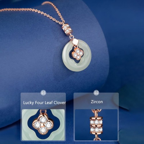 Hetian Jade Four Leaf Clover Zircon Pendant Gift Box Hetian Jade Four Leaf Clover Zircon Pendant Gift Box