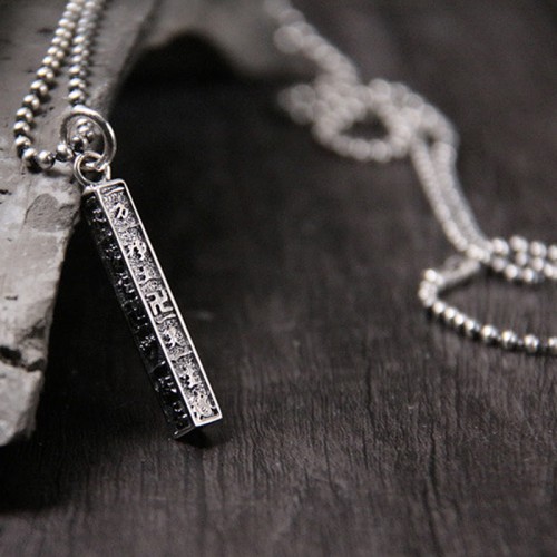 Sterling Silver Om Mani Padme Hum Buddha Necklace Sterling Silver Om Mani Padme Hum Buddha Necklace