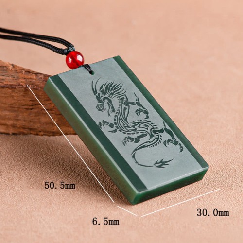 Hetian Cyan Jade Dragon Success Necklace Hetian Cyan Jade Dragon Success Necklace