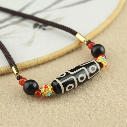 Tibetan Nine-Eye Dzi Bead Protection Necklace