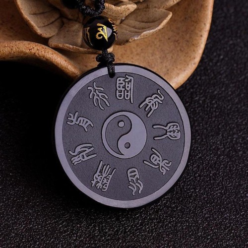 Black Obsidian Taoism Strength Necklace Pendant Black Obsidian Taoism Strength Necklace Pendant