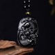 Black Obsidian Koi Fish Lotus Strength Necklace Black Obsidian Koi Fish Lotus Strength Necklace