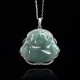 Sterling Silver Laughing Buddha Jade Luck Necklace
