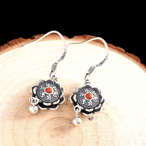 Silver Om Mani Padme Hum Lotus Peace Pendant