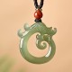 White Jade Cyan Jade Dragon Protection Necklace