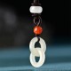 Natural Hetian Cyan Jade White Jade Double Peace Necklace