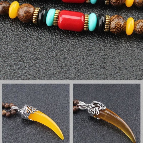 Wenge Wood Turquoise Horn Protection Necklace Wenge Wood Turquoise Horn Protection Necklace