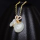 Natural Hetian White Jade Money Bag Necklace
