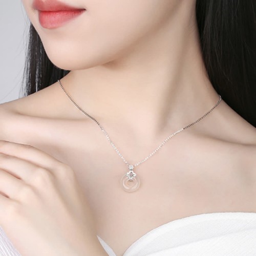 Sterling Silver Chalcedony Coin Peace Necklace Pendant Sterling Silver Chalcedony Coin Peace Necklace Pendant