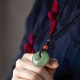Round Jade Gray Jade Peace Luck Necklace Pendant
