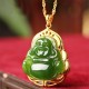 925 Sterling Silver Jade Laughing Buddha Necklace