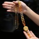 Tibetan Golden Silk Jade Wealth Pendant Necklace
