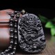 Black Obsidian Stone Dragon Fulfilment Necklace Pendant Black Obsidian Stone Dragon Fulfilment Necklace Pendant