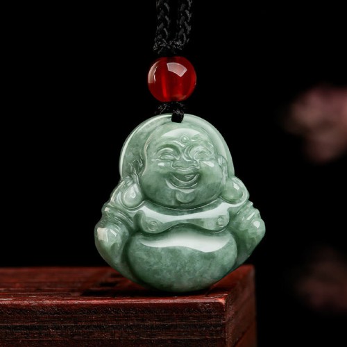 Green Jade Laughing Buddha Luck Necklace Pendant Green Jade Laughing Buddha Luck Necklace Pendant