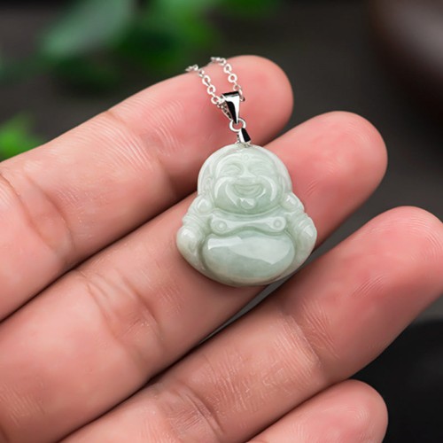 Laughing Buddha Jade Blessing Necklace Pendant