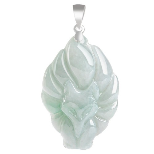 Nine Tailed Fox Jade Prosperity Necklace Pendant