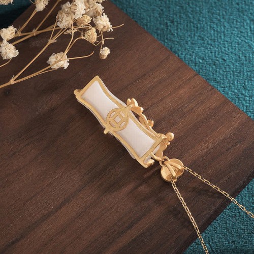 White Jade Bamboo Lotus Protection Necklace Pendant White Jade Bamboo Lotus Protection Necklace Pendant