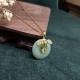 Round Jade Leaf Blessing Necklace Pendant