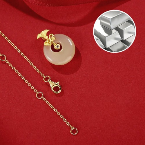 Sterling Silver Hetian Jade Carnation Flower Prosperity Necklace Sterling Silver Hetian Jade Carnation Flower Prosperity Necklace