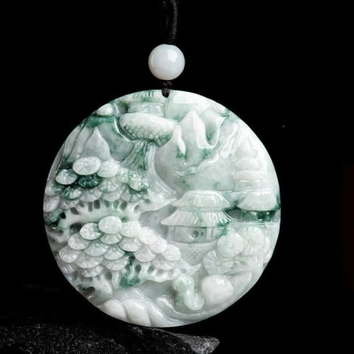 Mountain Landscape Jade Abundance Necklace