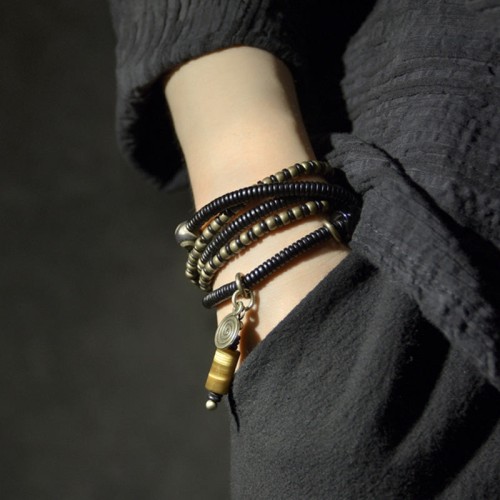 Ebony Dzi Bead Peace Couple Bracelet Necklace Ebony Dzi Bead Peace Couple Bracelet Necklace