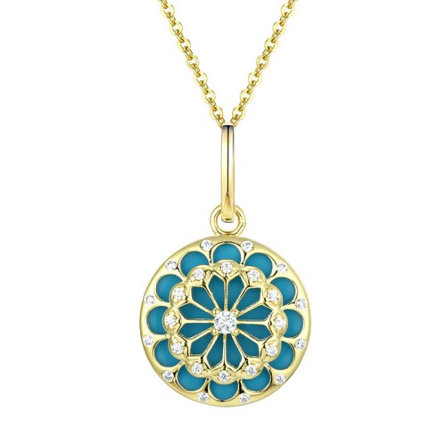 925 Sterling Silver Turquoise Zircon Protection Necklace 925 Sterling Silver Turquoise Zircon Protection Necklace