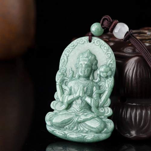 Four-armed Avalokitesvara Jade Amulet Necklace Four-armed Avalokitesvara Jade Amulet Necklace