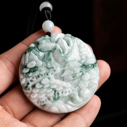 Mountain Landscape Jade Abundance Necklace