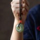 Round Jade Gray Jade Peace Luck Necklace Pendant
